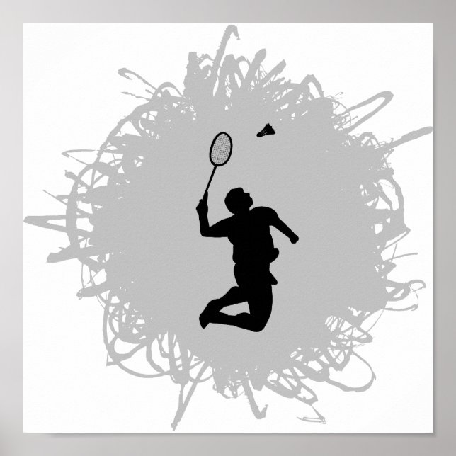 Badminton Scribble Stil Poster (Framsidan)
