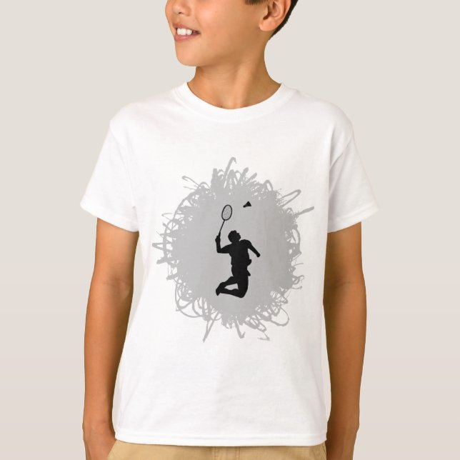 Badminton Scribble Stil T-shirt (Framsida)