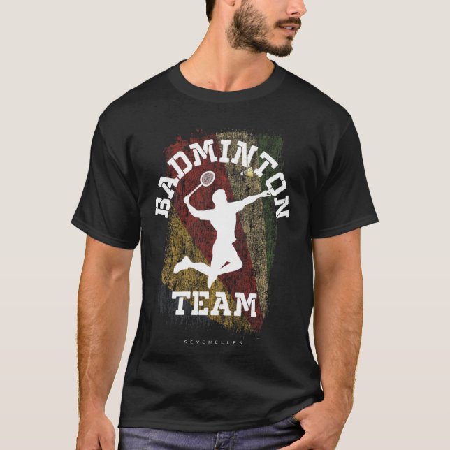 Badminton Seychelles Net Games Player Badminton T Shirt (Framsida)