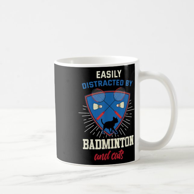 Badminton Shirt Funny Cat Lover Badminton Player G Kaffemugg (Höger)