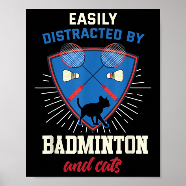 Badminton Shirt Funny Cat Lover Badminton Player G Poster (Framsidan)