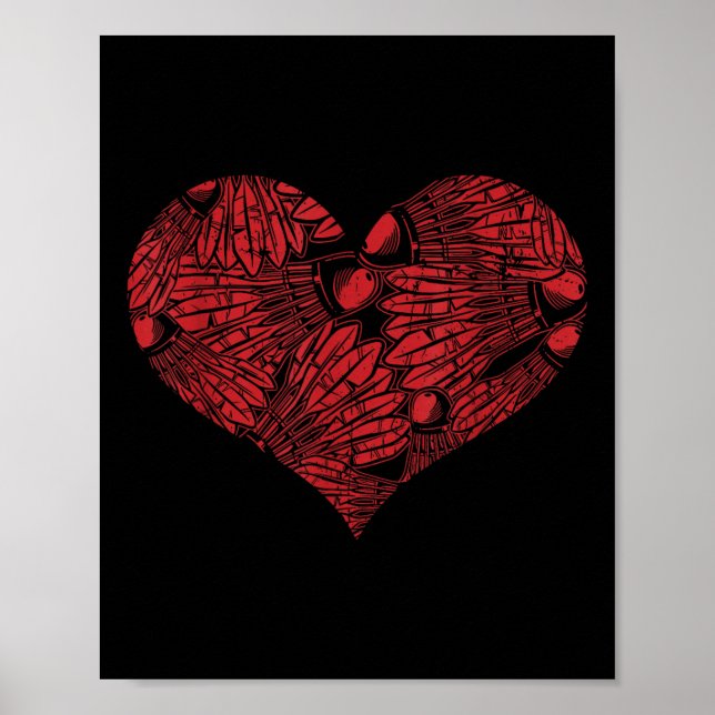 Badminton Shuttle Heart Poster (Framsidan)