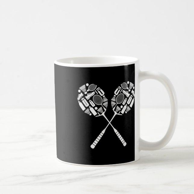 Badminton Shuttle Racket Equipment Icon Silhouette Kaffemugg (Höger)
