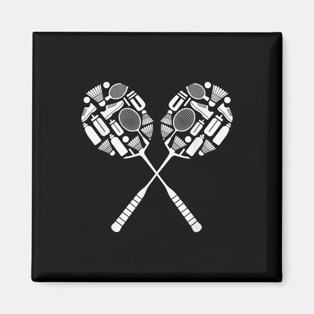 Badminton Shuttle Racket Equipment Icon Silhouette Magnet (Framsidan)