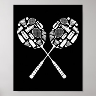 Badminton Shuttle Racket Equipment Icon Silhouette Poster