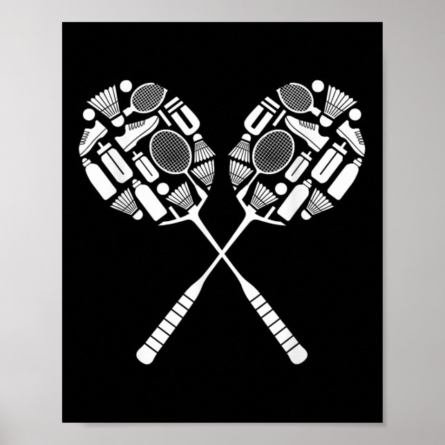 Badminton Shuttle Racket Equipment Icon Silhouette Poster (Framsidan)