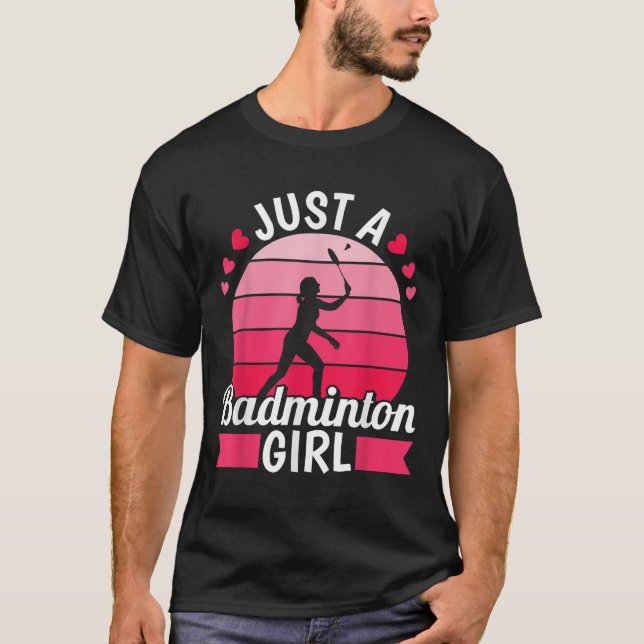 Badminton Shuttle Racket - Racquet bara a Badminto T Shirt (Framsida)