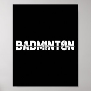 Badminton Shuttle - Rackethallspelare Ekg Hjarta Poster