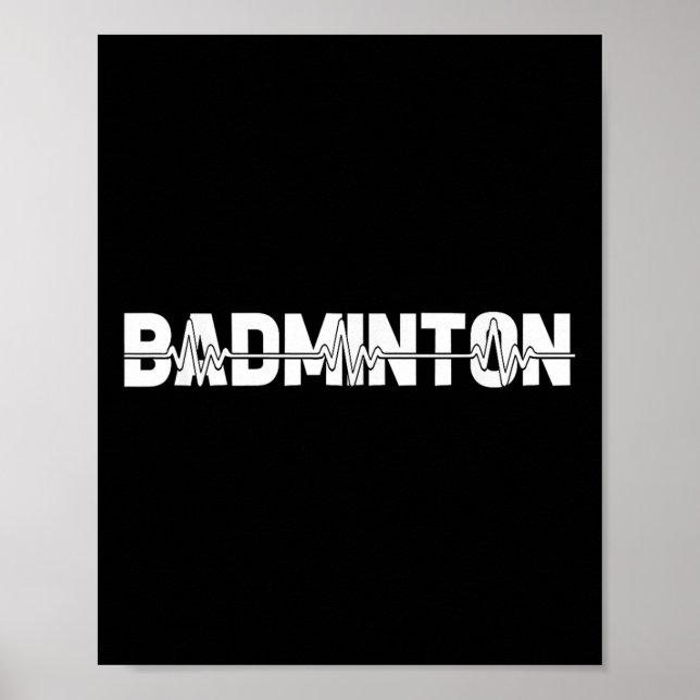 Badminton Shuttle - Rackethallspelare Ekg Hjarta Poster (Framsidan)