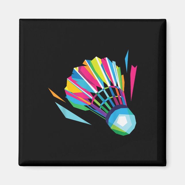 Badminton Shuttle Racquet Sport Badminton Pop Art Magnet (Framsidan)
