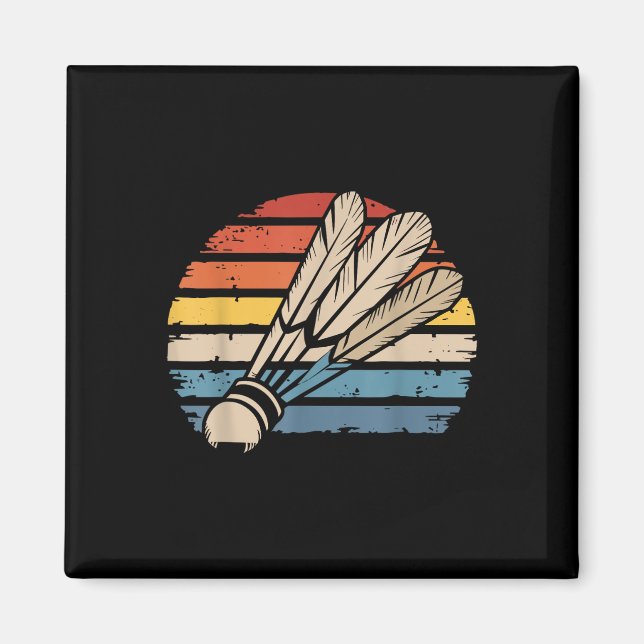 Badminton Shuttle Sunset Distress Funny Shuttle Magnet (Framsidan)