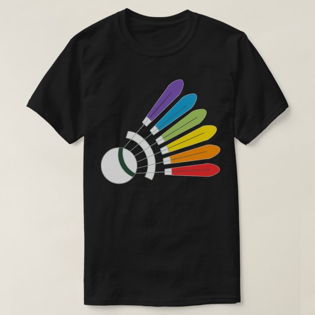 Badminton Shuttlecock Rainbow med Badminton Dre T Shirt (Design framsida)