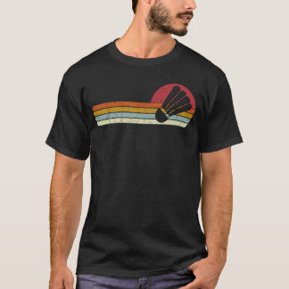 Badminton Shuttlecock Sunset Distressed retro T Shirt