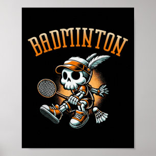 Badminton Skeleton med ryggstöd och skyttel Poster