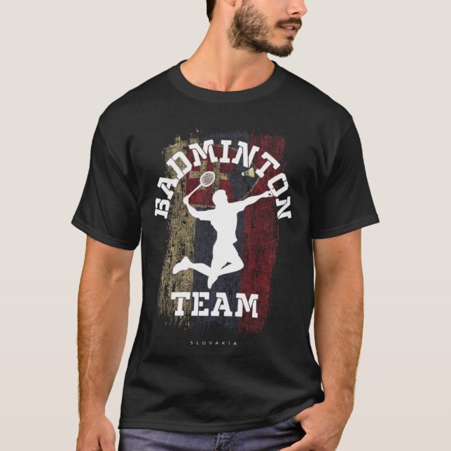 Badminton Slovakia Net Games Player Badminton T Shirt (Framsida)