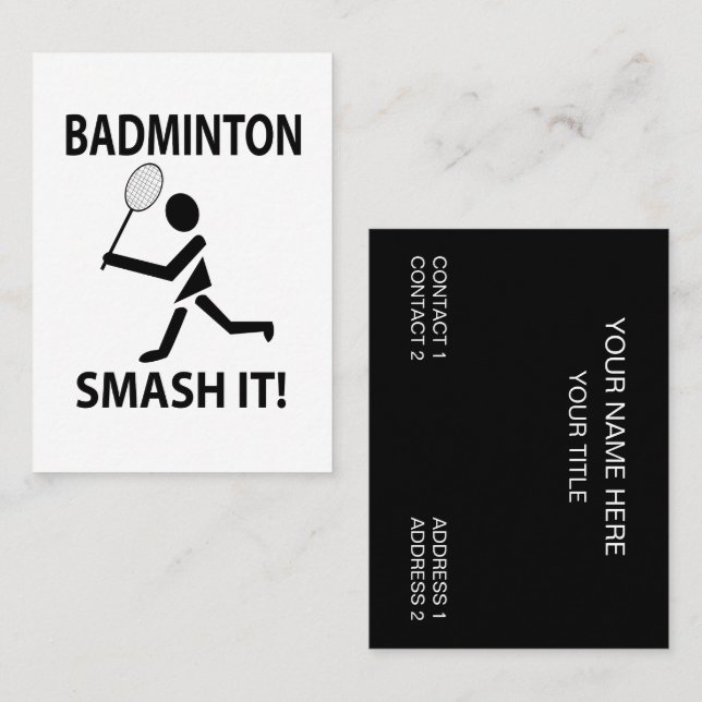 Badminton Smash it Sports Coach Badminton Visitkort (Fram/baksida)