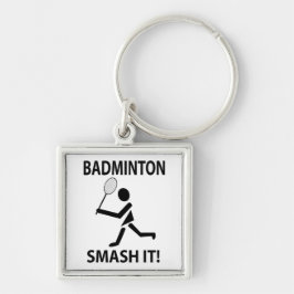 Badminton Smash It Sports Player Coach Badminton Fyrkantig Silverfärgad Nyckelring