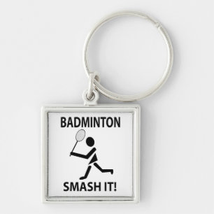 Badminton Smash It Sports Player Coach Badminton Fyrkantig Silverfärgad Nyckelring