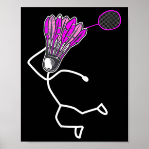 Badminton Snyggt Coola Stick figur Girl Poster