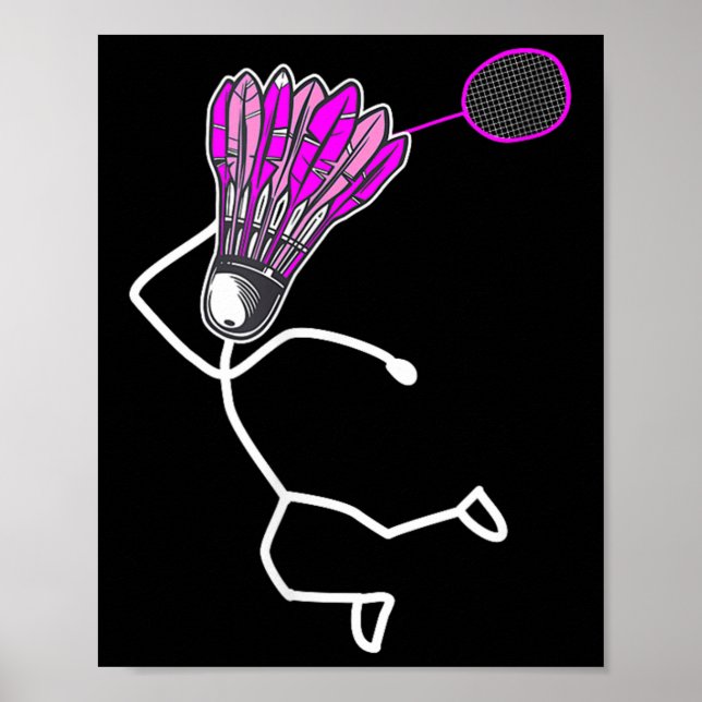 Badminton Snyggt Coola Stick figur Girl Poster (Framsidan)