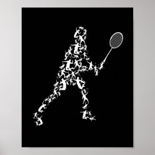 Badminton-spelare Silhouette Shuttlecock racket Poster