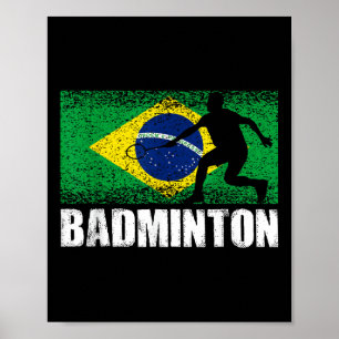 Badminton Sport, Retro Brasiliens flagga, brasilia Poster