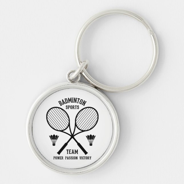 Badminton Sportlag Rund Silverfärgad Nyckelring (Framsidan)