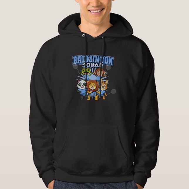Badminton Squad Animal Badminton Racket Sports Hoodie (Framsida)