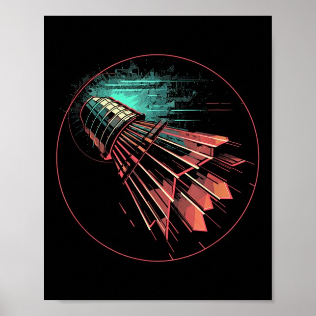 Badminton Steampunk Shuttle Player Poster (Framsidan)