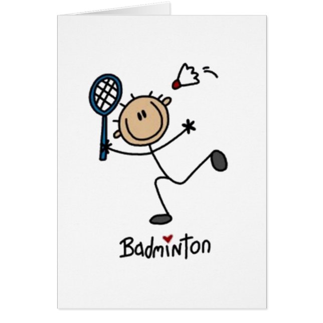 Badminton Stick figur Hälsningskort (Framsidan)