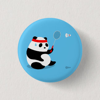 Badminton Sweaty Panda Button / Pin / Badge Knapp