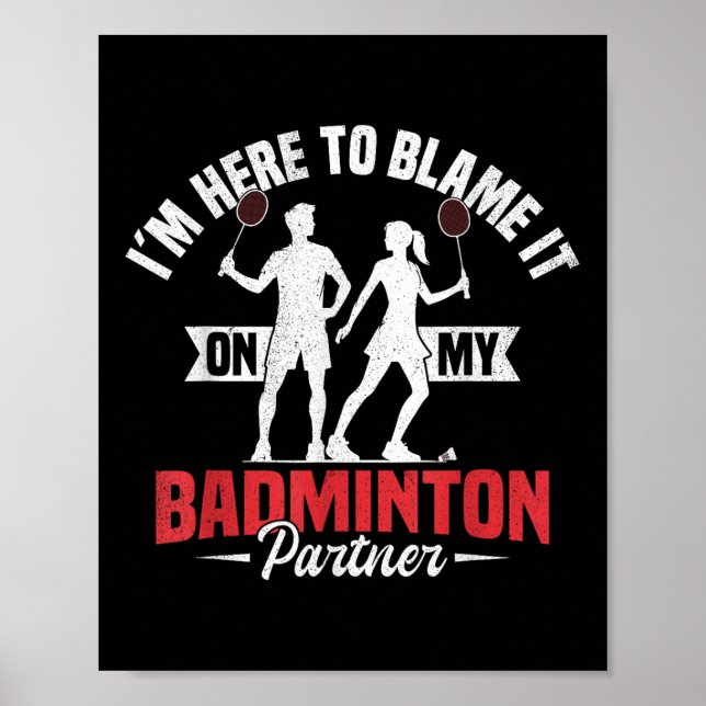 Badminton Team Game Partner Shuttle Player Badmint Poster (Framsidan)