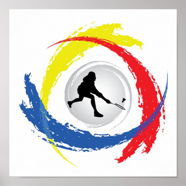 Badminton Tricolor Emblem Poster (Framsidan)