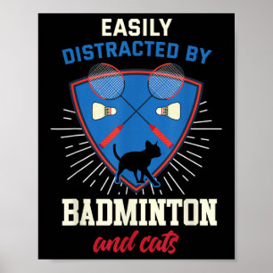 Badminton-tröja Rolig Kattälskare Badmintonspelare Poster