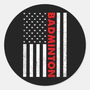 Badminton Usa Flagga Grafisk Badminton Spelare Fjä Runt Klistermärke