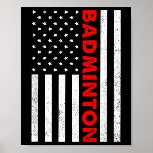 Badminton Usa Flagga Grafisk Badmintonspelare Fjäd Poster