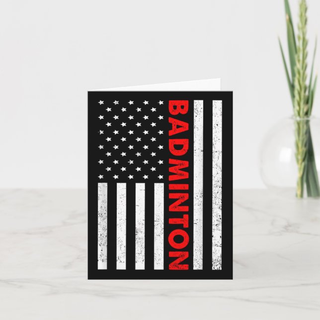 Badminton USA flagga Graphic Badminton Player Shut Kort (Framsida)