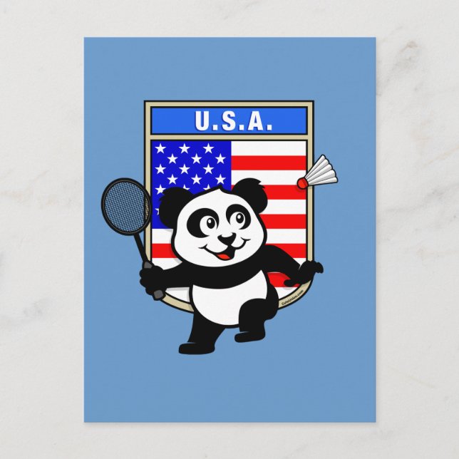 Badminton USA Panda Vykort (Framsida)