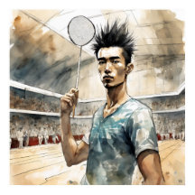 Badminton Vattenfärg Konsttryck
