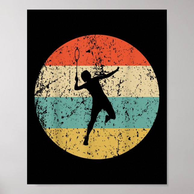 Badminton Vintage Retro Badmintonspelare  Poster (Framsidan)