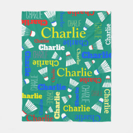 Badminton vit, blå, röd, grönt namn fleecefilt