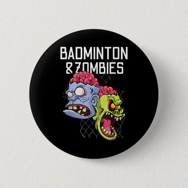 Badminton Zombies Funny Sports Game Racket Shuttle Knapp (Framsida)