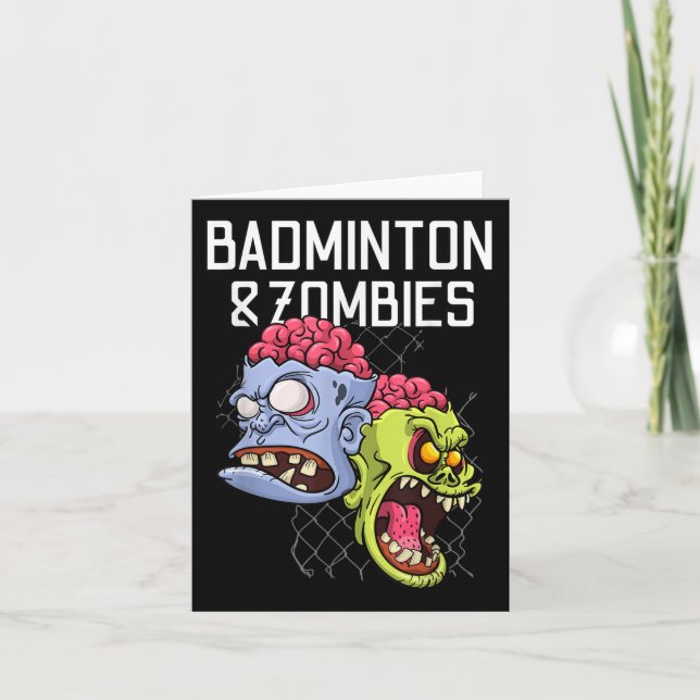 Badminton Zombies Funny Sports Game Racket Shuttle Kort (Framsida)