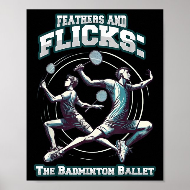 Badmintonbalett - Fjädrar Och Vippar Badminton  Poster (Framsidan)