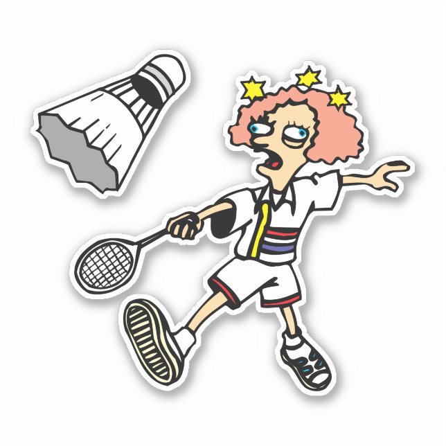 Badmintonflicka anpassad vinyldekal klistermärken (Framsida)