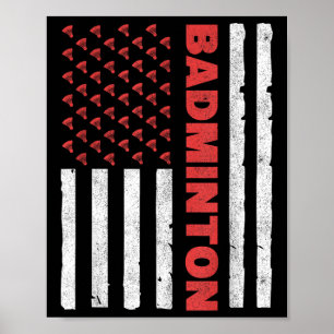 Badmintonlag Amerikansk flagga Usa Badminton för k Poster