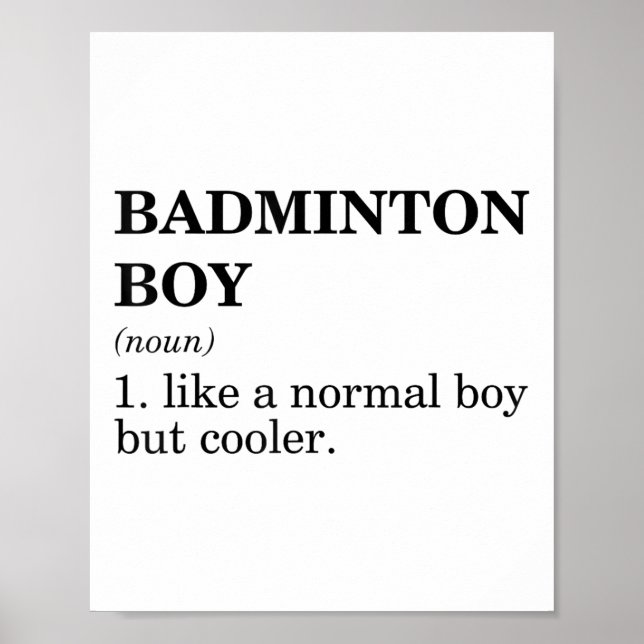 Badmintonpojke Substantiv Definition Badmintonboll Poster (Framsidan)