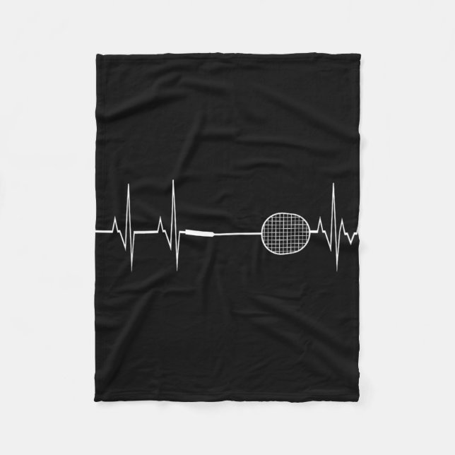Badmintonracket Hjärtbeat Roligt Present T-Shirt f Fleecefilt (Framsidan)