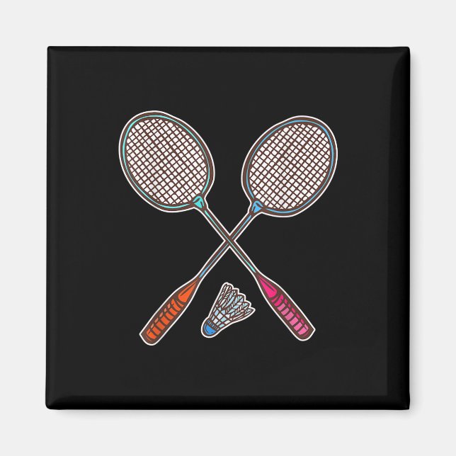 Badmintonracket och fjäderbollar professionell bad magnet (Framsidan)