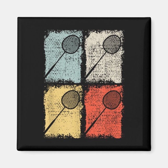 Badmintonracket Retro Badmintonspelare,badminton  Magnet (Framsidan)
